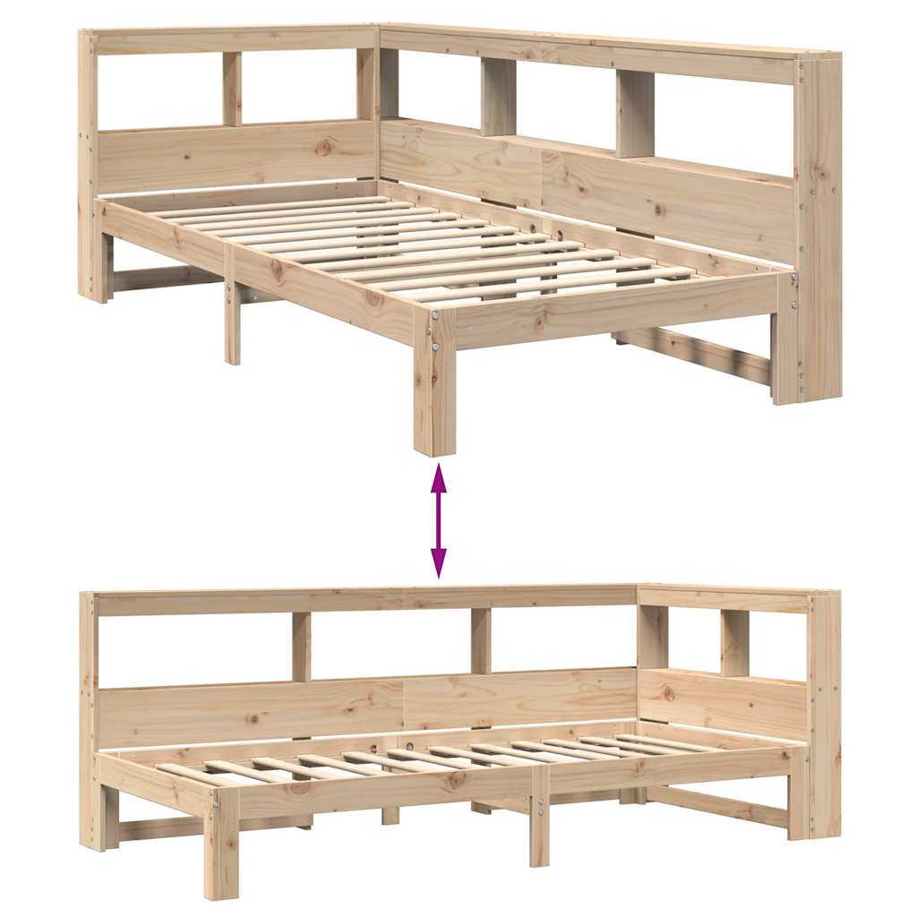 vidaXL Cama con estantería sin colchón madera maciza de pino 90x200 cm