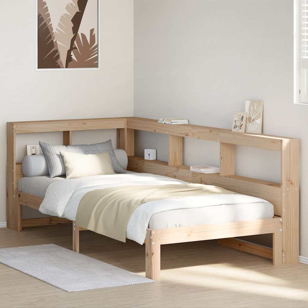 vidaXL Cama con estantería sin colchón madera maciza de pino 90x200 cm