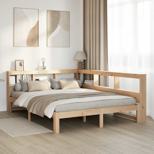 vidaXL Cama con estantería sin colchón madera maciza de pino 140x190cm