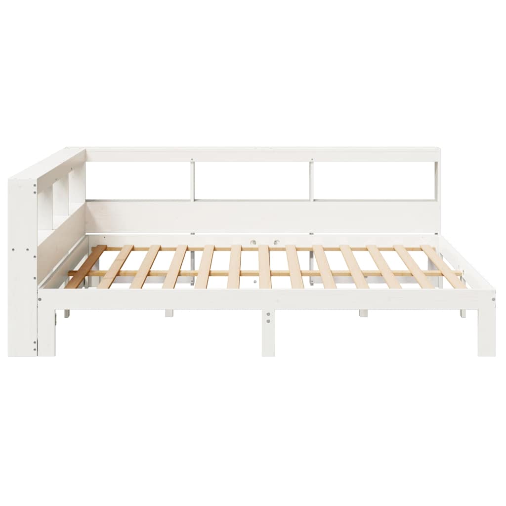 vidaXL Cama con estantería sin colchón madera maciza blanca 140x190 cm