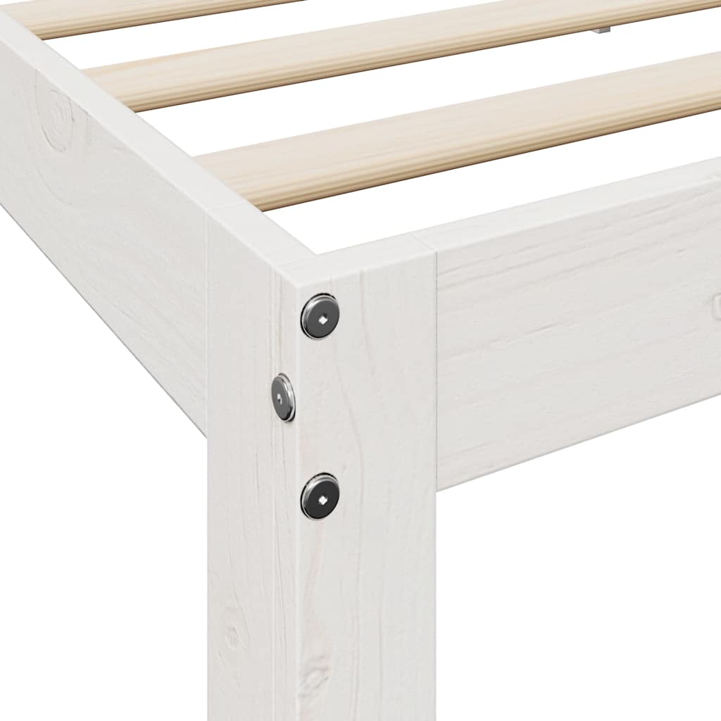 vidaXL Cama con estantería sin colchón madera maciza blanca 140x190 cm