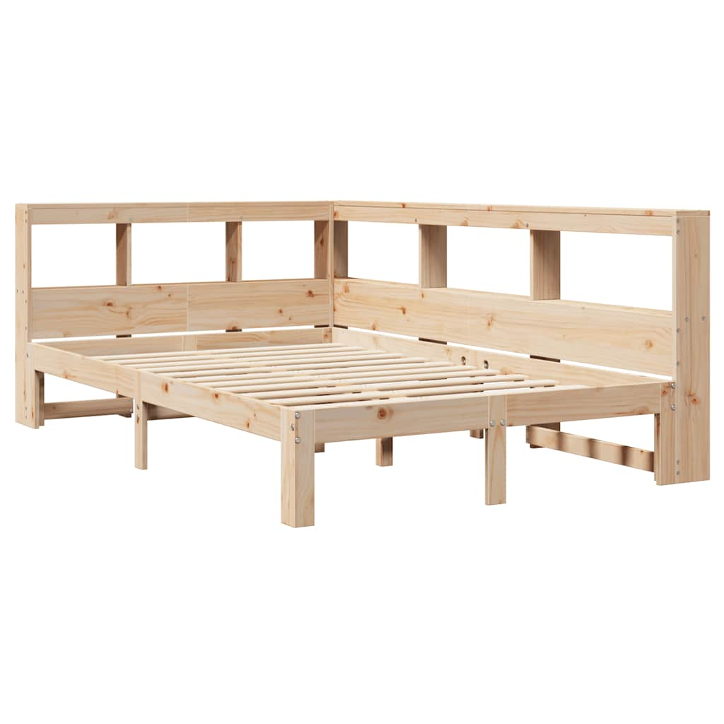 vidaXL Cama con estantería sin colchón madera maciza de pino 135x190cm