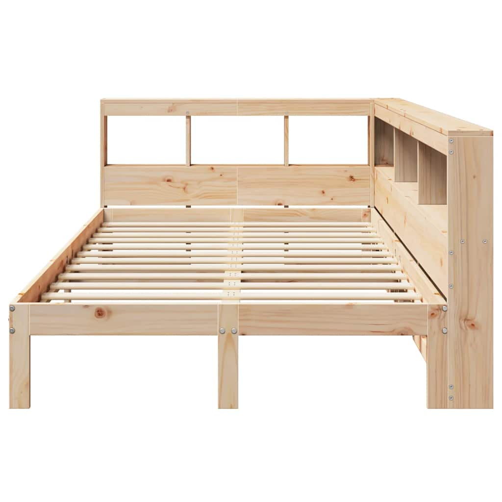 vidaXL Cama con estantería sin colchón madera maciza de pino 135x190cm