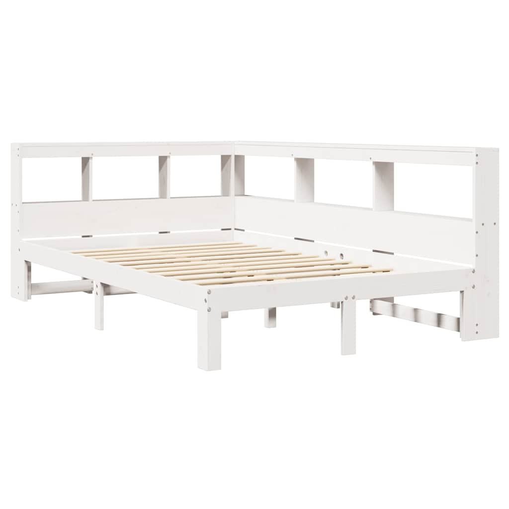 vidaXL Cama con estantería sin colchón madera maciza blanca 120x190 cm