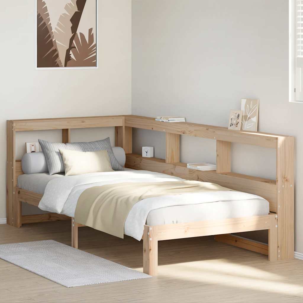 vidaXL Cama con estantería sin colchón madera maciza de pino 90x190 cm