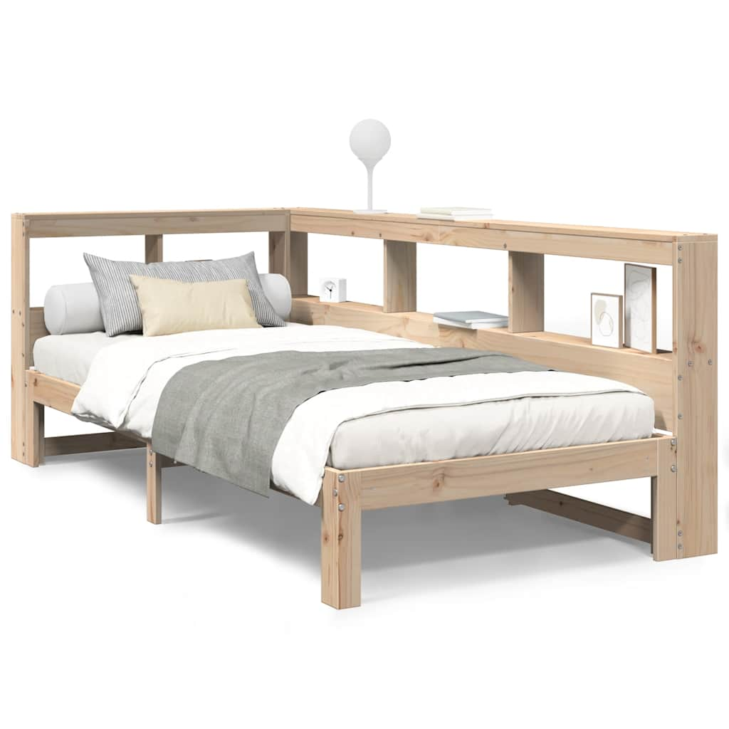 vidaXL Cama con estantería sin colchón madera maciza de pino 75x190 cm