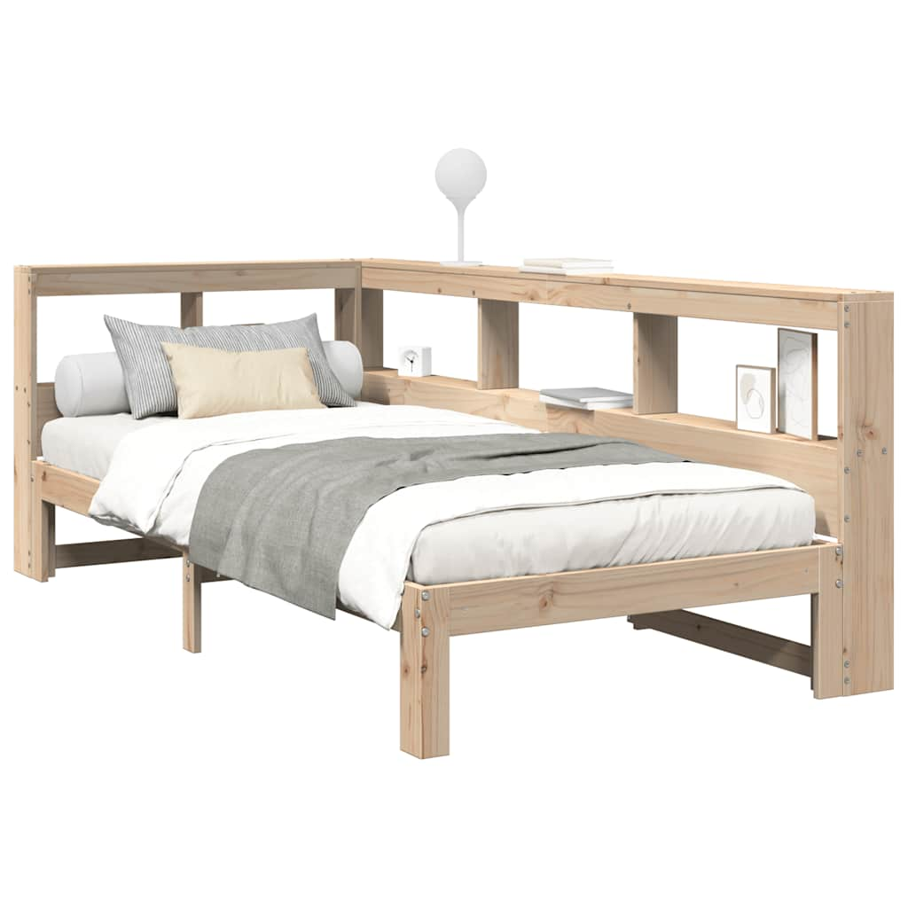 vidaXL Cama con estantería sin colchón madera maciza de pino 75x190 cm