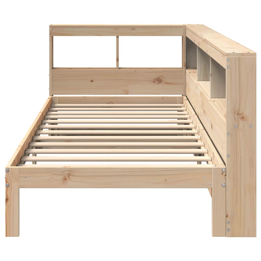 vidaXL Cama con estantería sin colchón madera maciza de pino 75x190 cm