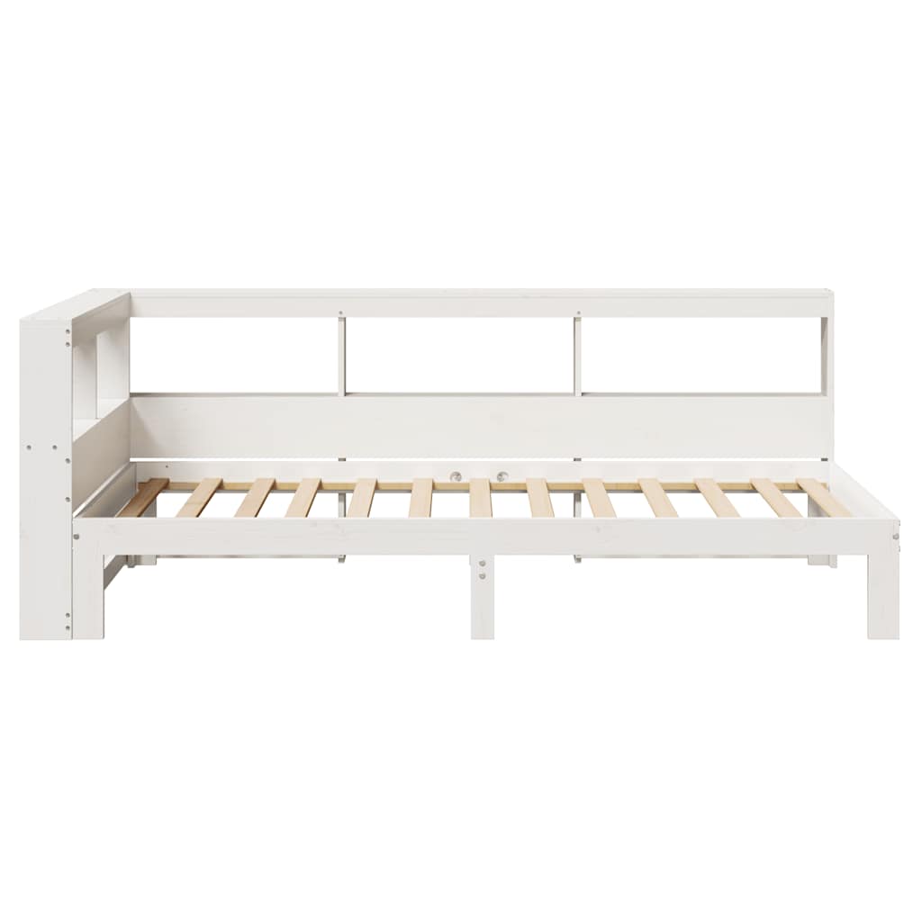 vidaXL Cama con estantería sin colchón madera maciza blanca 75x190 cm