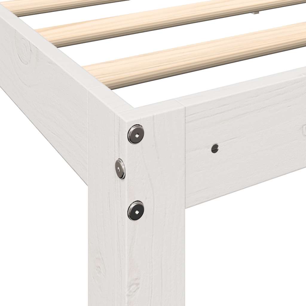 vidaXL Cama con estantería sin colchón madera maciza blanca 75x190 cm