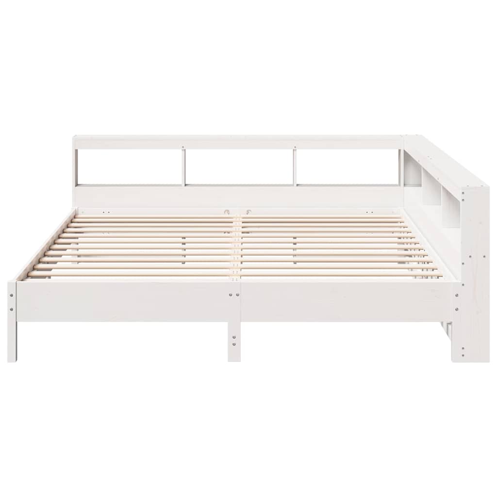 vidaXL Cama con estantería sin colchón madera maciza blanca 200x200 cm