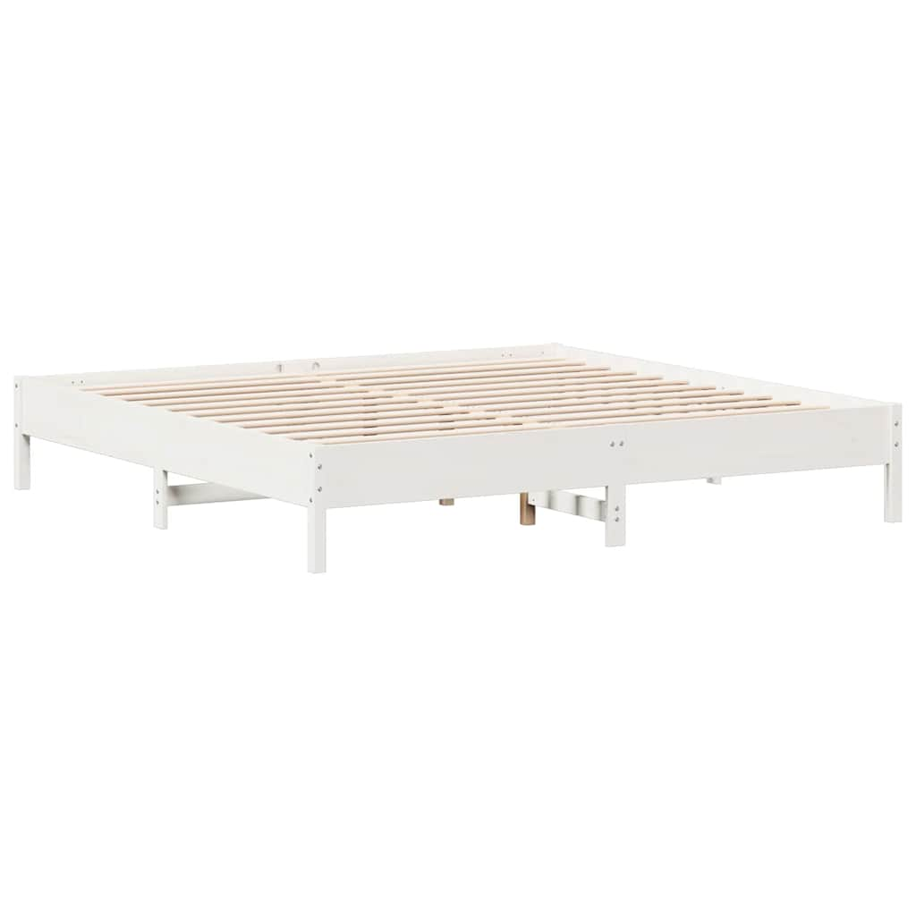 vidaXL Cama con estantería sin colchón madera maciza blanca 200x200 cm