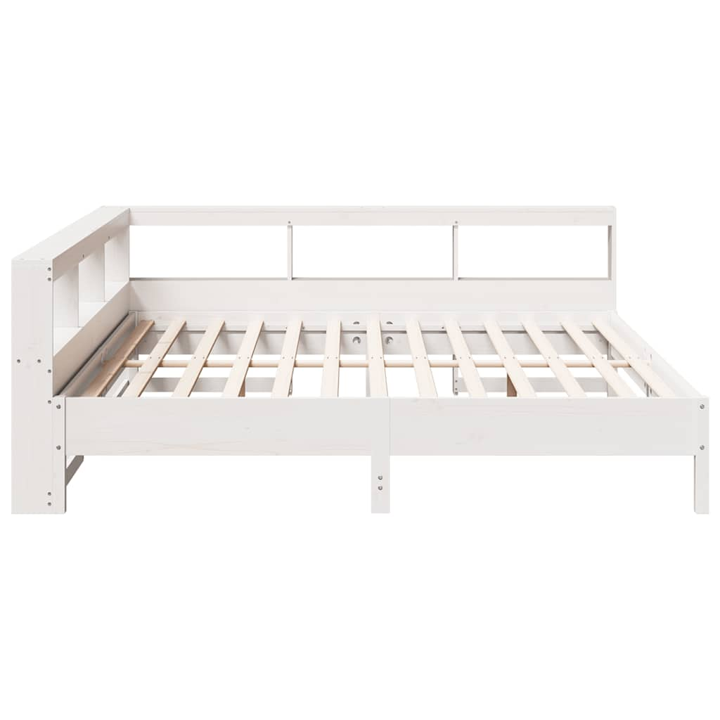 vidaXL Cama con estantería sin colchón madera maciza blanca 200x200 cm