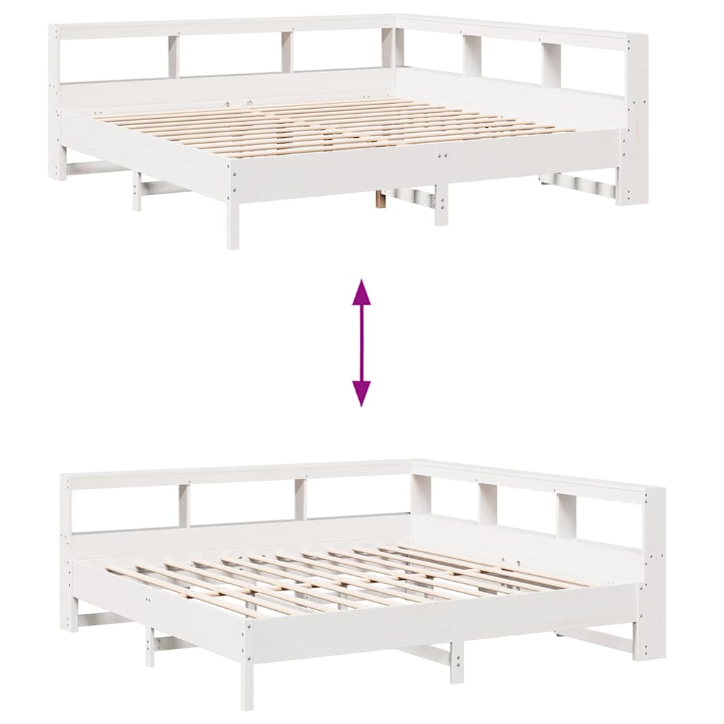 vidaXL Cama con estantería sin colchón madera maciza blanca 200x200 cm