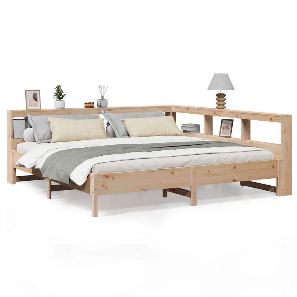 vidaXL Cama con estantería sin colchón madera maciza de pino 180x200cm