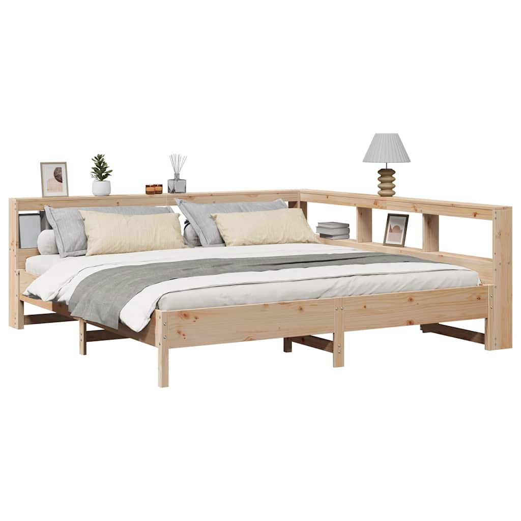 vidaXL Cama con estantería sin colchón madera maciza de pino 180x200cm