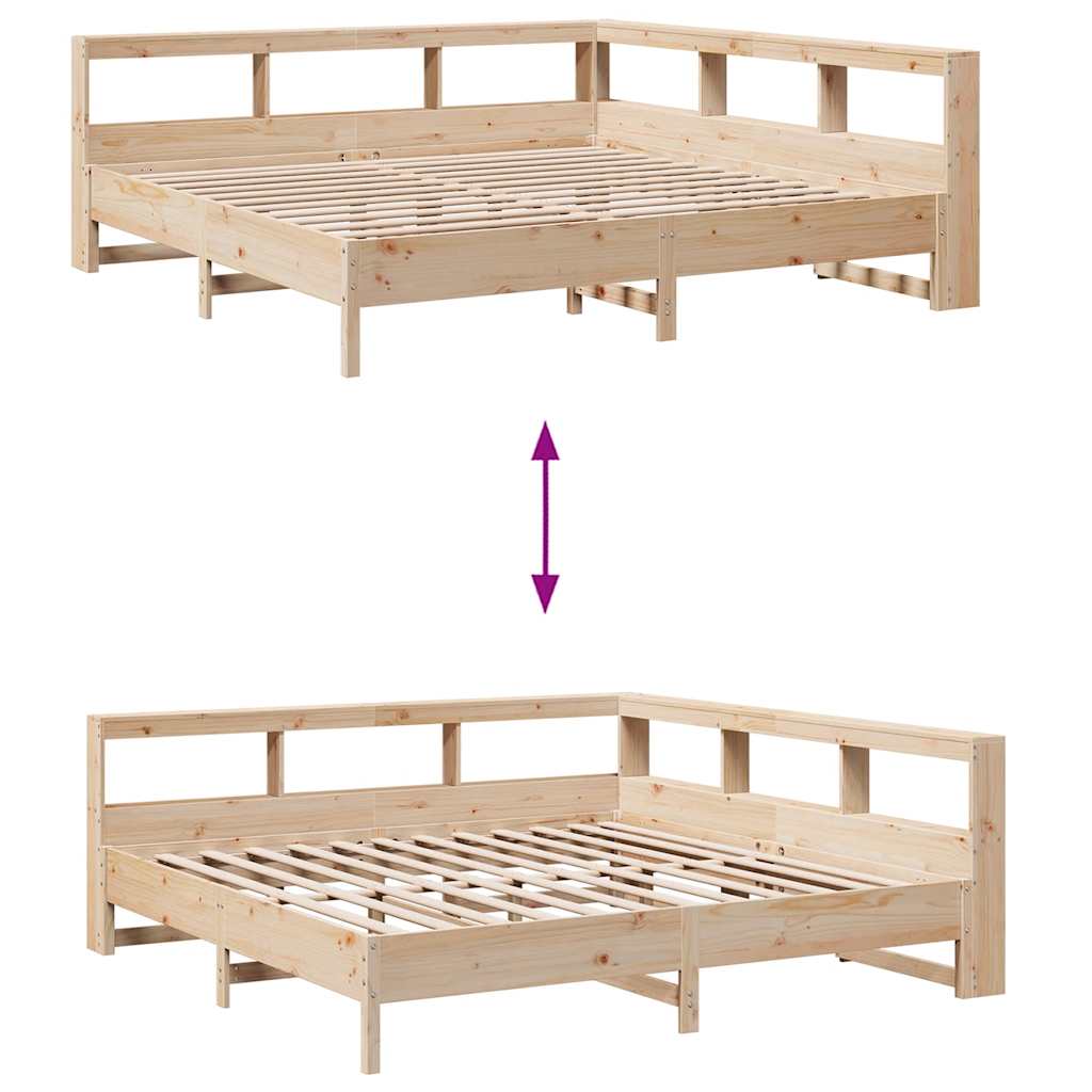 vidaXL Cama con estantería sin colchón madera maciza de pino 180x200cm