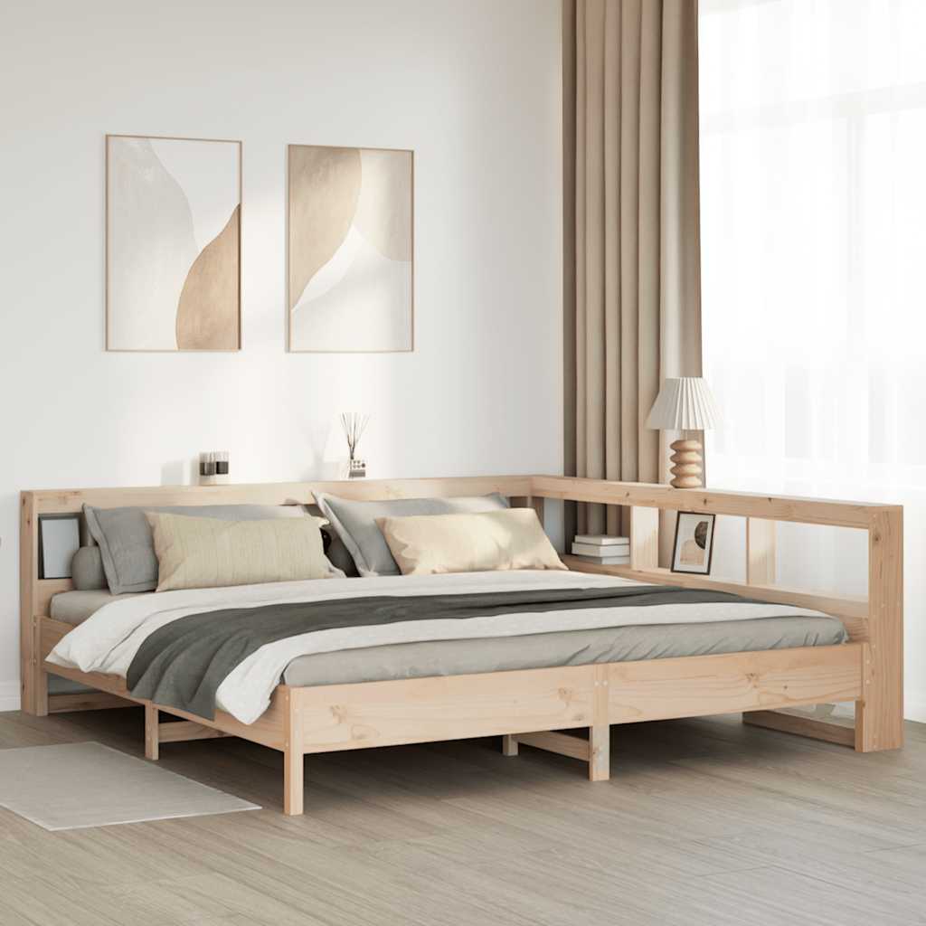 vidaXL Cama con estantería sin colchón madera maciza de pino 180x200cm