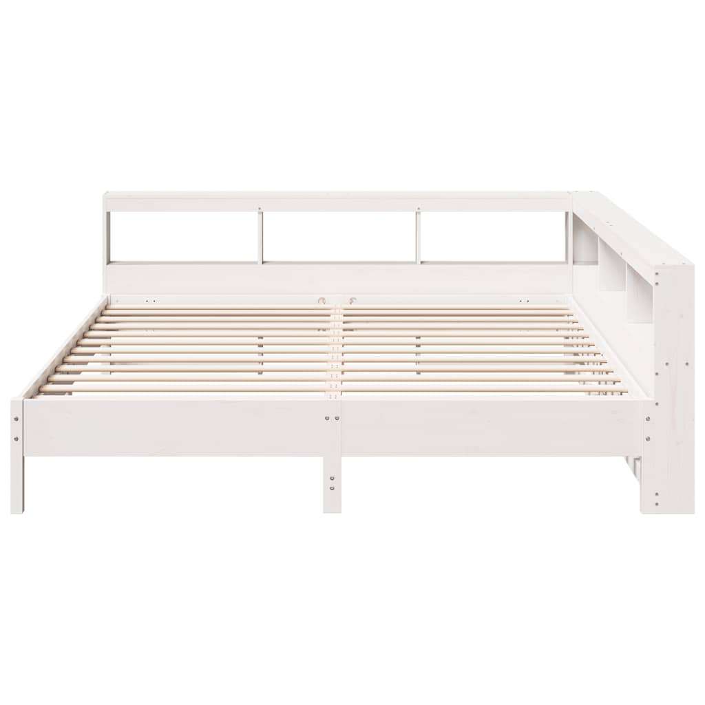 vidaXL Cama con estantería sin colchón madera maciza blanca 180x200 cm