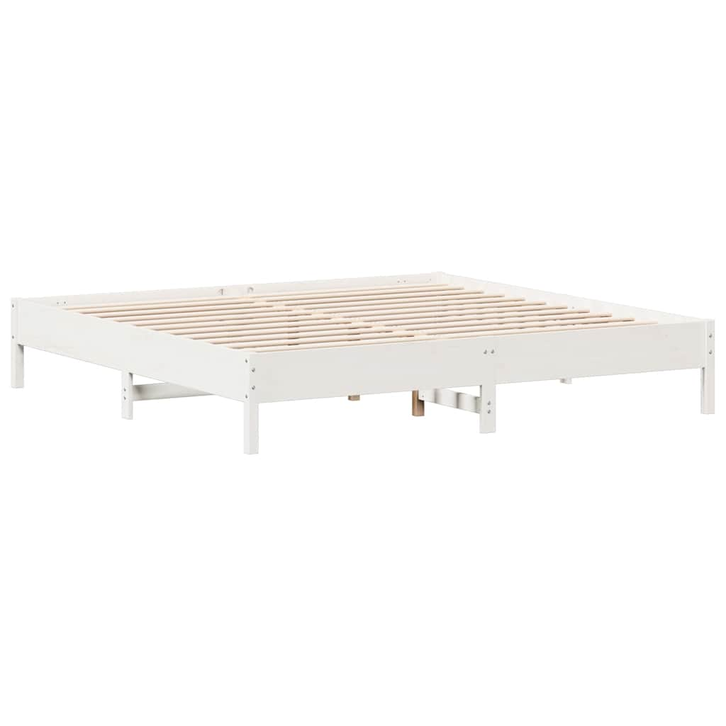 vidaXL Cama con estantería sin colchón madera maciza blanca 180x200 cm