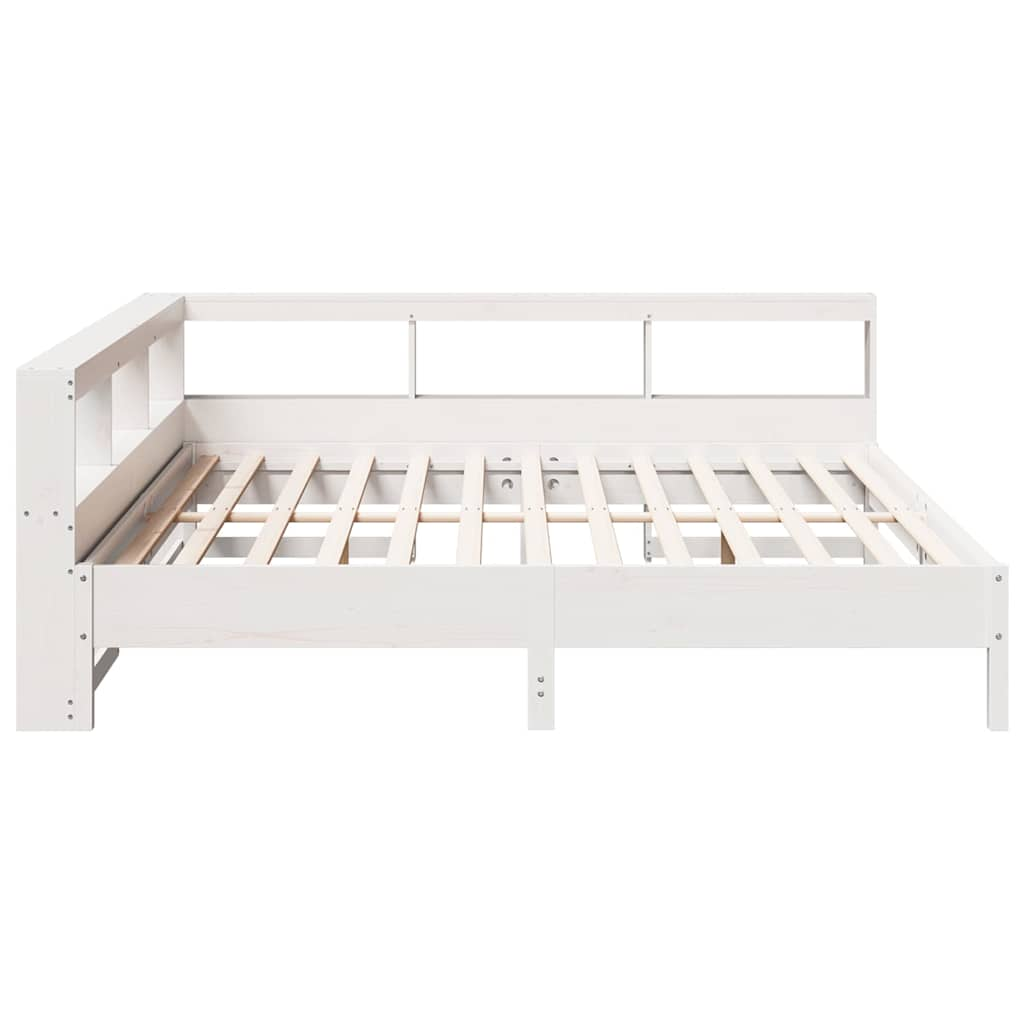 vidaXL Cama con estantería sin colchón madera maciza blanca 180x200 cm