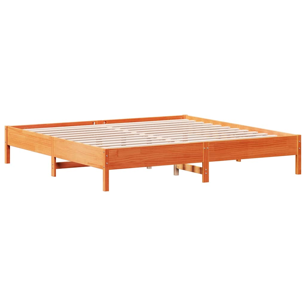 vidaXL Cama con estantería sin colchón madera maciza marrón 180x200cm