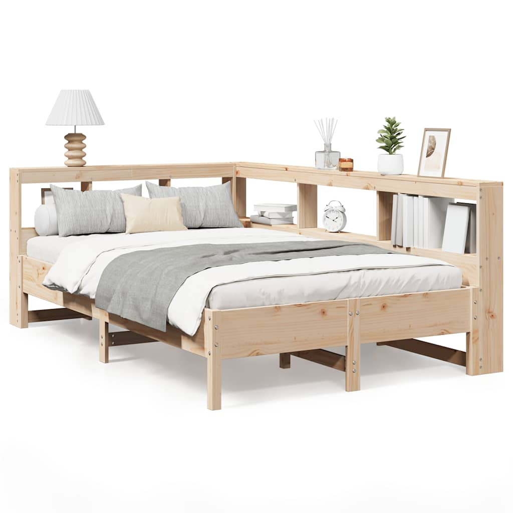 vidaXL Cama con estantería sin colchón madera maciza de pino 160x200cm