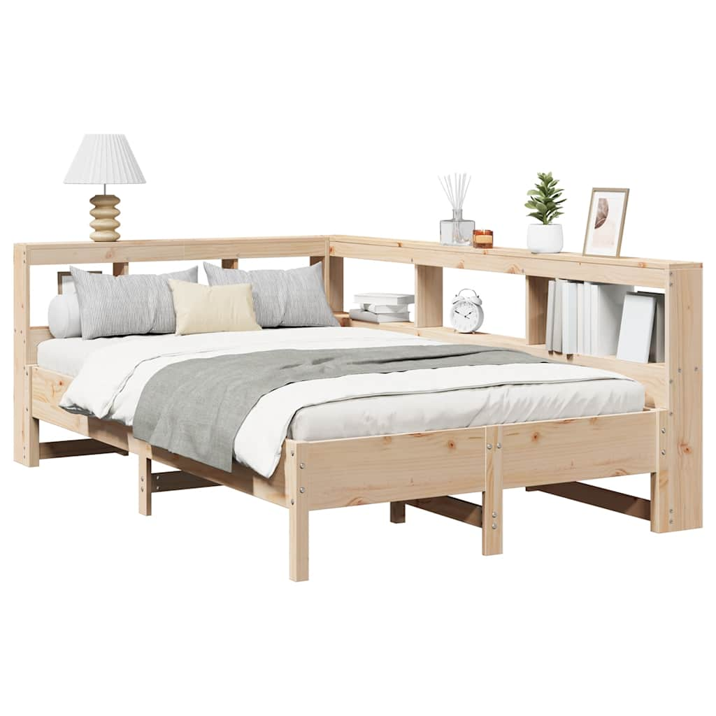 vidaXL Cama con estantería sin colchón madera maciza de pino 160x200cm