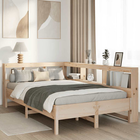 vidaXL Cama con estantería sin colchón madera maciza de pino 160x200cm