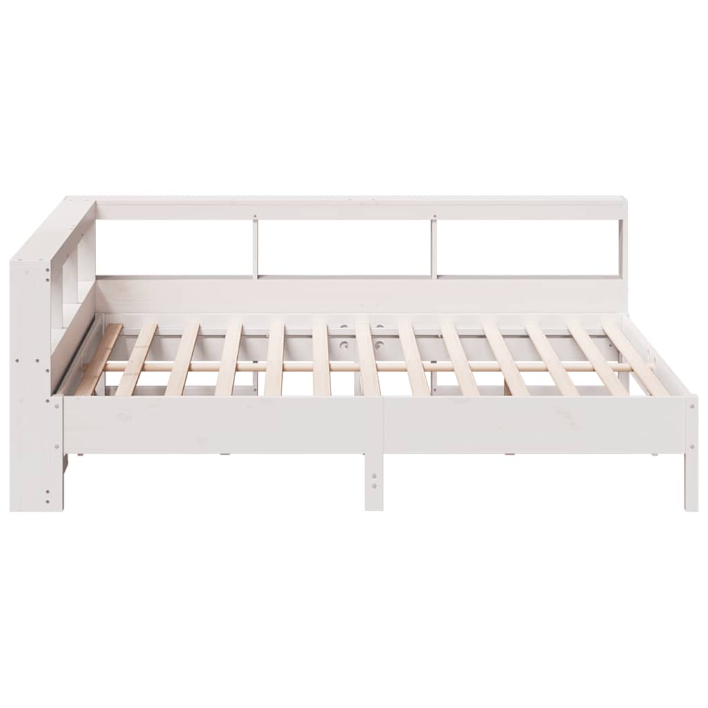 vidaXL Cama con estantería sin colchón madera maciza blanca 160x200 cm