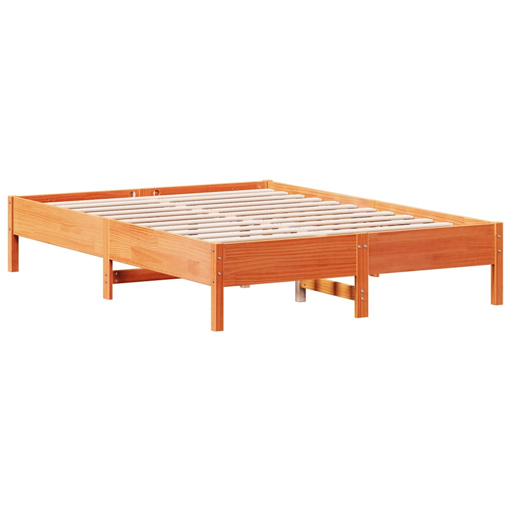 vidaXL Cama con estantería sin colchón madera maciza marrón 160x200 cm