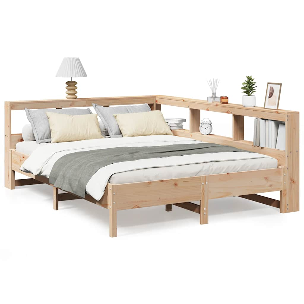 vidaXL Cama con estantería sin colchón madera maciza de pino 150x200cm