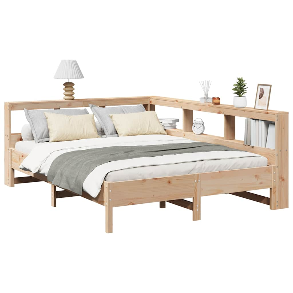 vidaXL Cama con estantería sin colchón madera maciza de pino 150x200cm