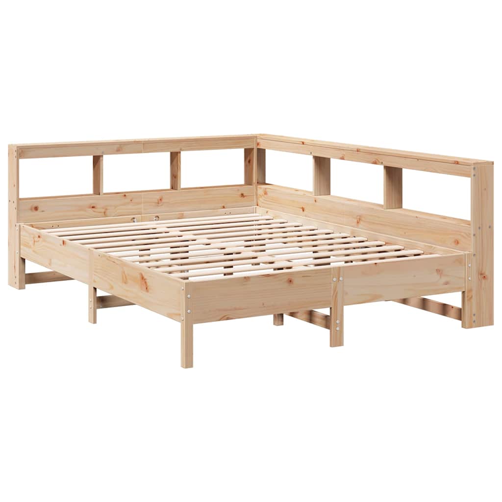 vidaXL Cama con estantería sin colchón madera maciza de pino 150x200cm