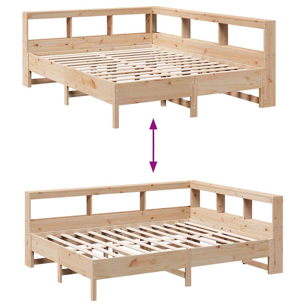 vidaXL Cama con estantería sin colchón madera maciza de pino 150x200cm