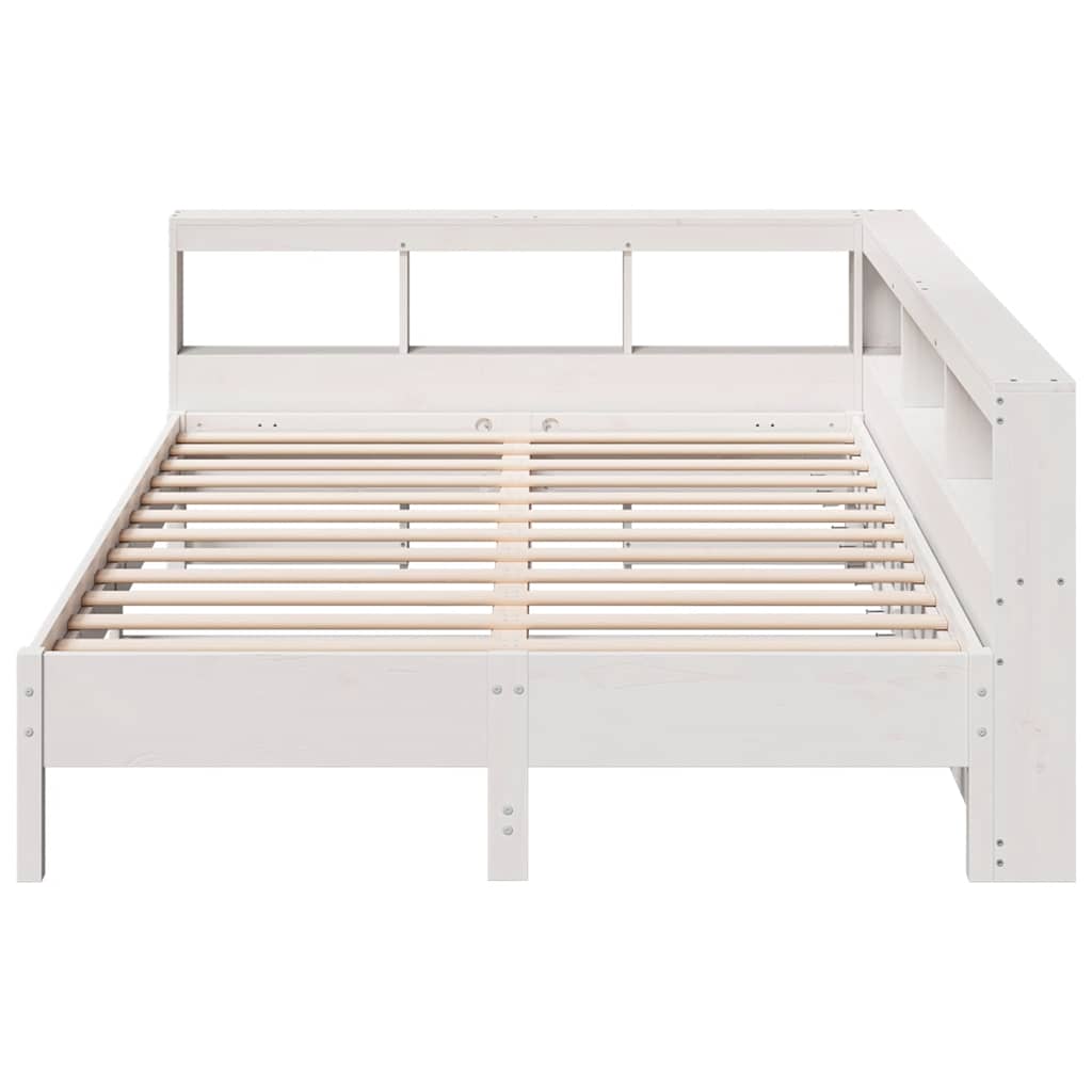 vidaXL Cama con estantería sin colchón madera maciza blanca 150x200 cm