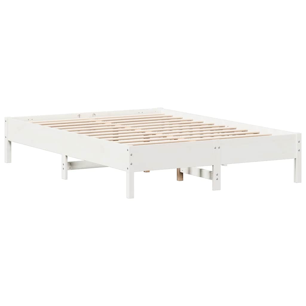 vidaXL Cama con estantería sin colchón madera maciza blanca 150x200 cm