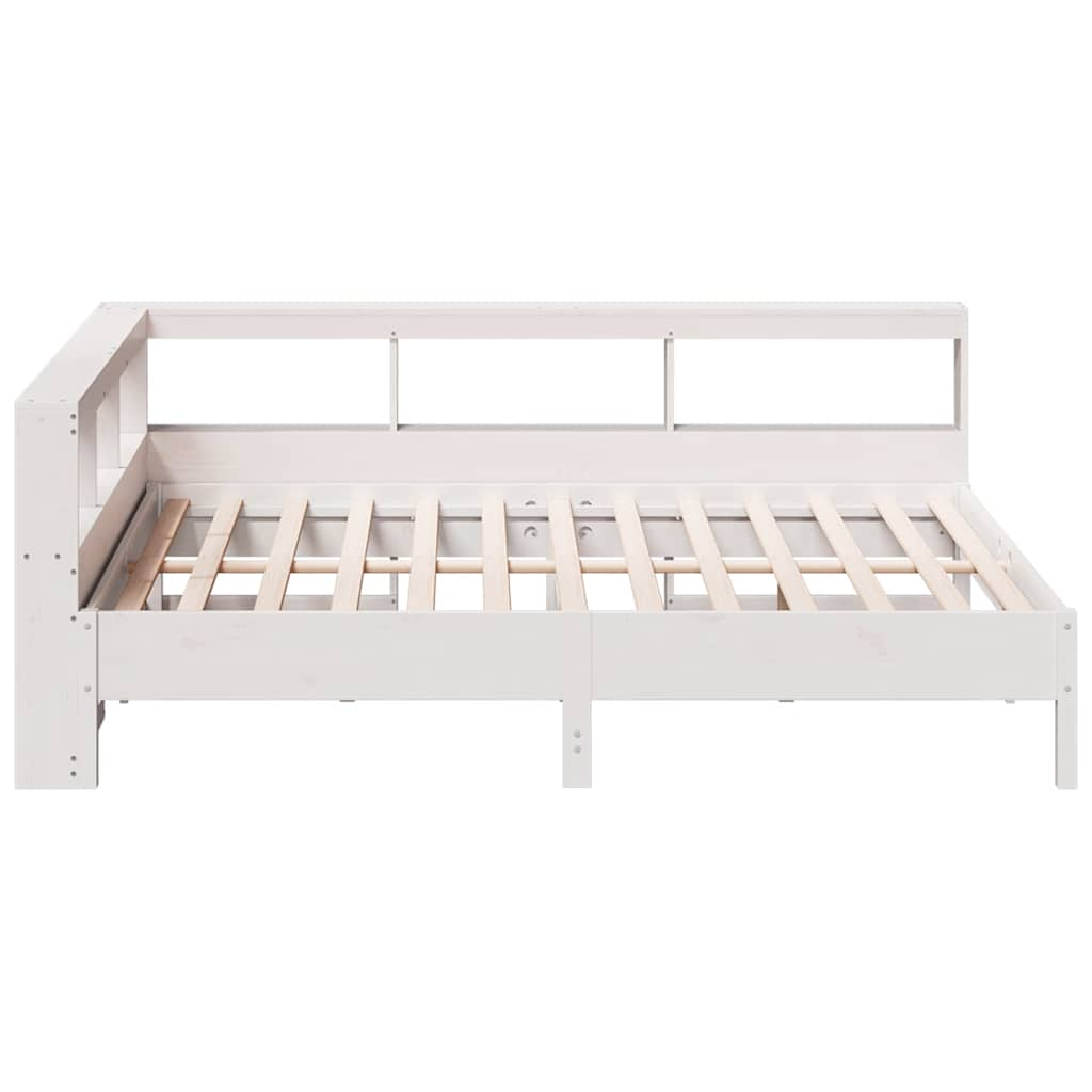 vidaXL Cama con estantería sin colchón madera maciza blanca 150x200 cm