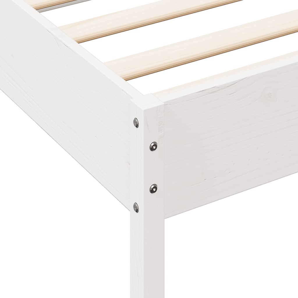 vidaXL Cama con estantería sin colchón madera maciza blanca 150x200 cm