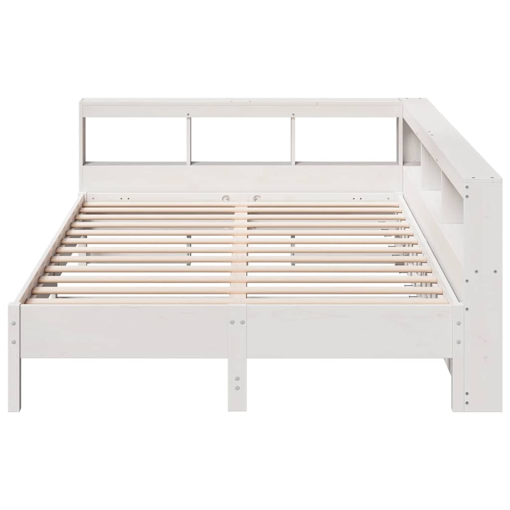 vidaXL Cama con estantería sin colchón madera maciza blanca 140x200 cm