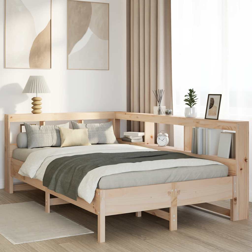 vidaXL Cama con estantería sin colchón madera maciza de pino 120x200cm