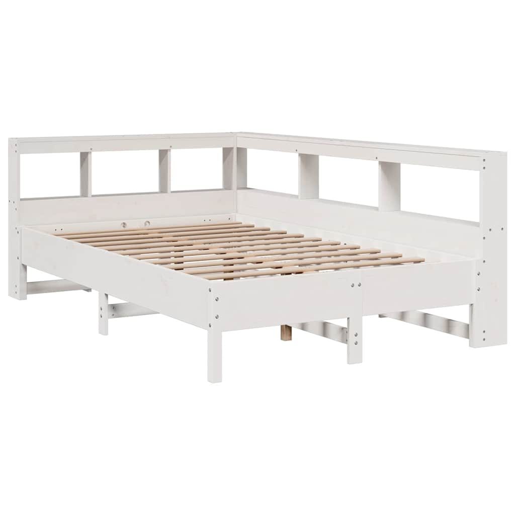 vidaXL Cama con estantería sin colchón madera maciza blanca 120x200 cm