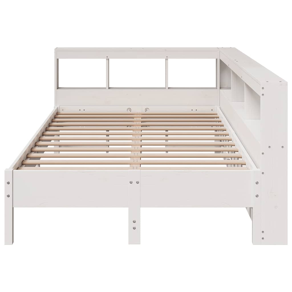 vidaXL Cama con estantería sin colchón madera maciza blanca 120x200 cm