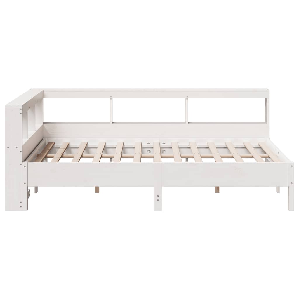 vidaXL Cama con estantería sin colchón madera maciza blanca 120x200 cm