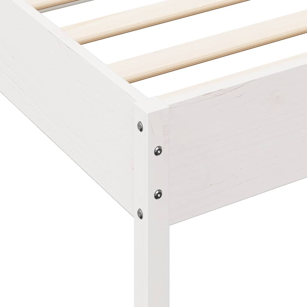 vidaXL Cama con estantería sin colchón madera maciza blanca 120x200 cm