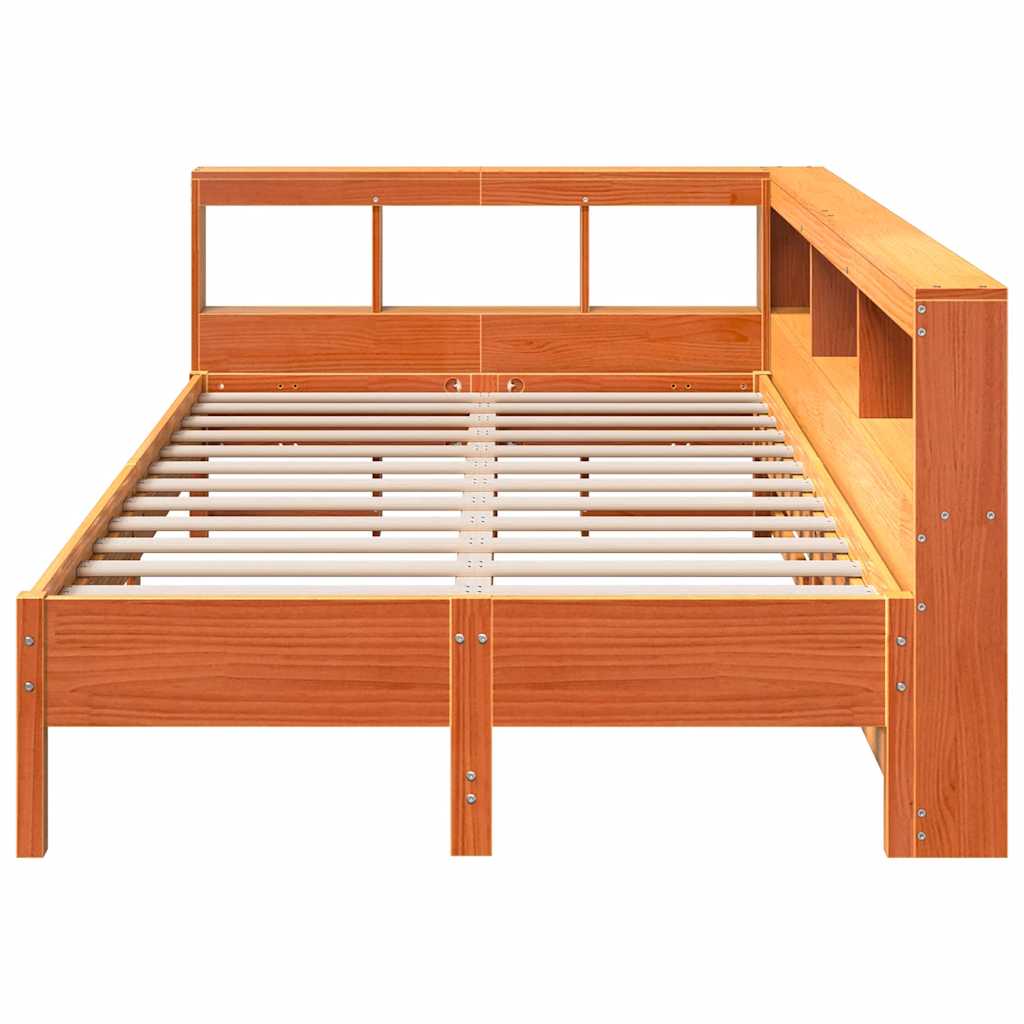 vidaXL Cama con estantería sin colchón madera maciza marrón 120x200cm