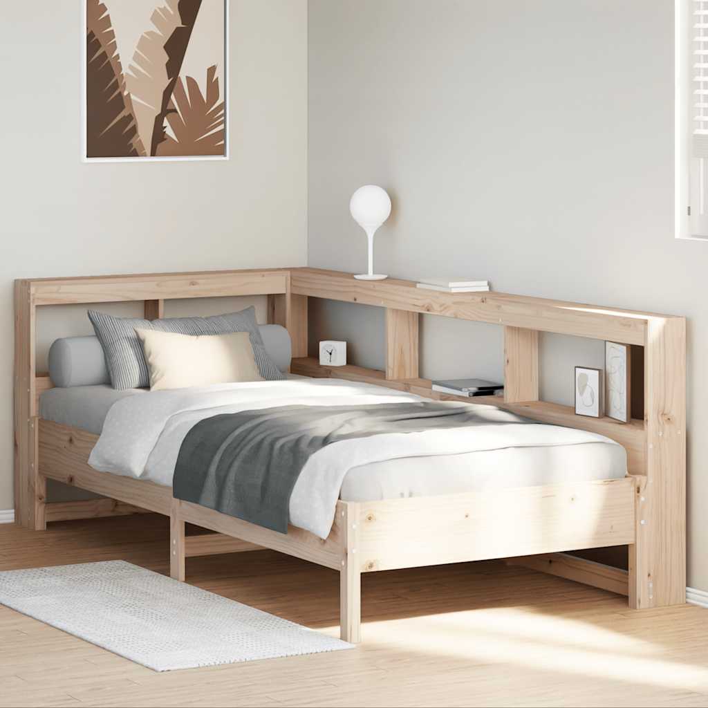 vidaXL Cama con estantería sin colchón madera maciza de pino 100x200cm