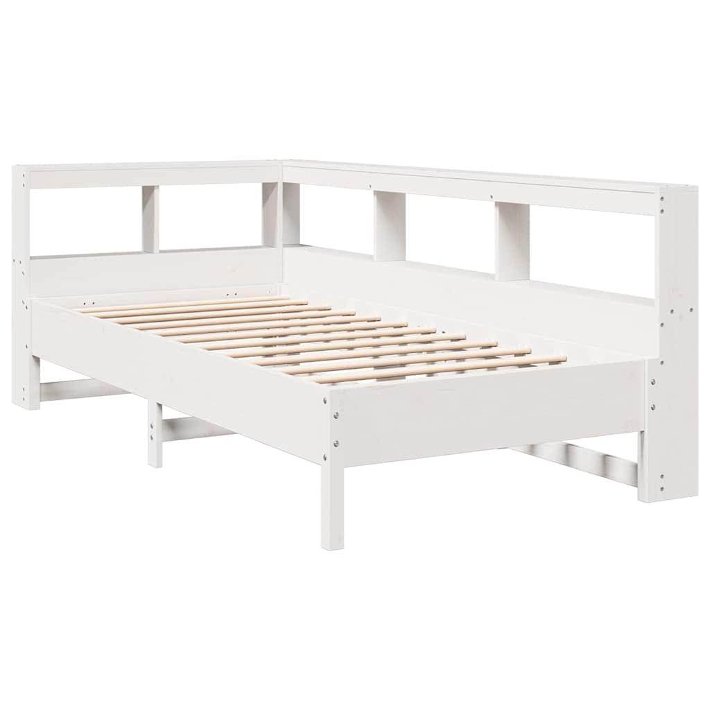 vidaXL Cama con estantería sin colchón madera maciza blanca 100x200 cm