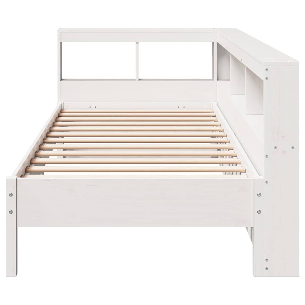 vidaXL Cama con estantería sin colchón madera maciza blanca 100x200 cm