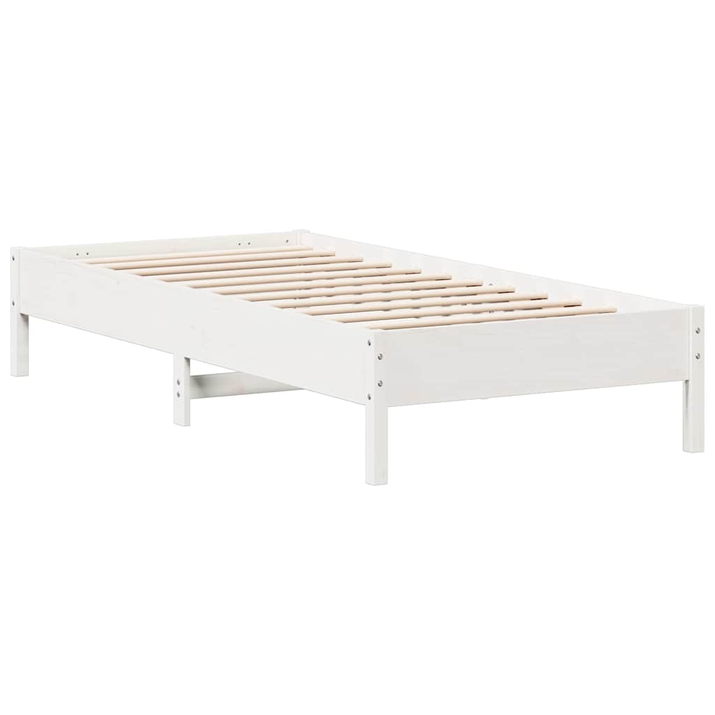 vidaXL Cama con estantería sin colchón madera maciza blanca 100x200 cm